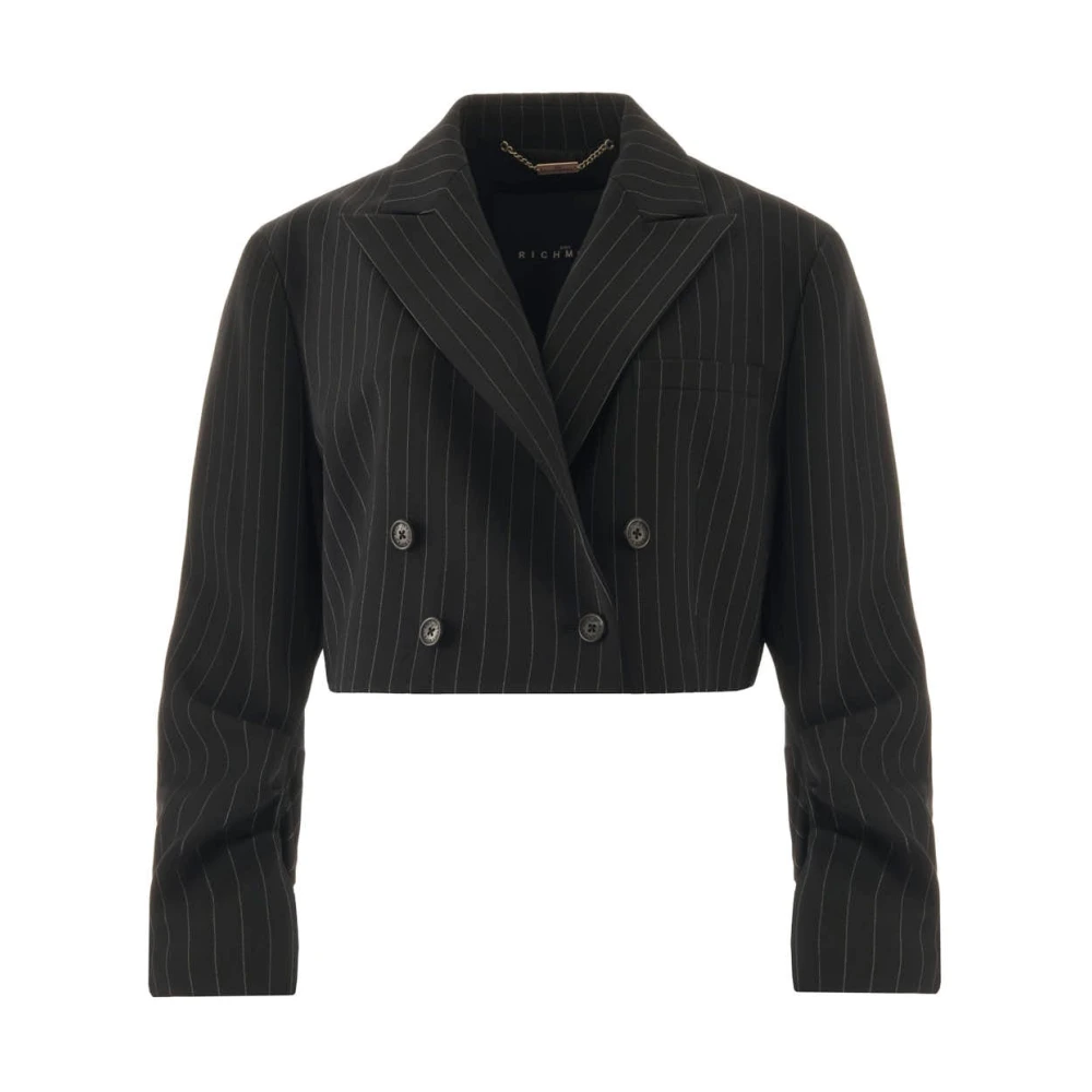 John Richmond Getailleerde blazer met strepen Black Dames