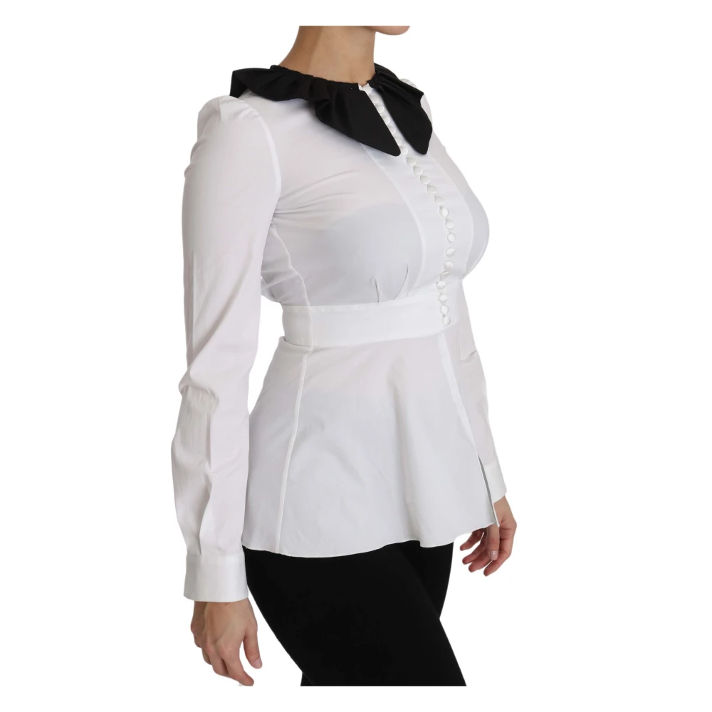 Dolce & Gabbana Witte Kraag Lange Mouw Blouse Top White Dames
