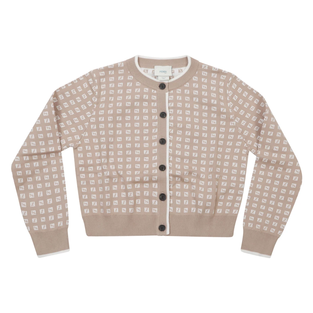 Fendi Girls Beige Kids Cardigans, 12 Y, Jumpers