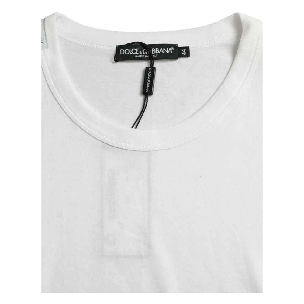 Dolce & Gabbana Wit Logo T-shirt met ronde hals en korte mouwen White Heren