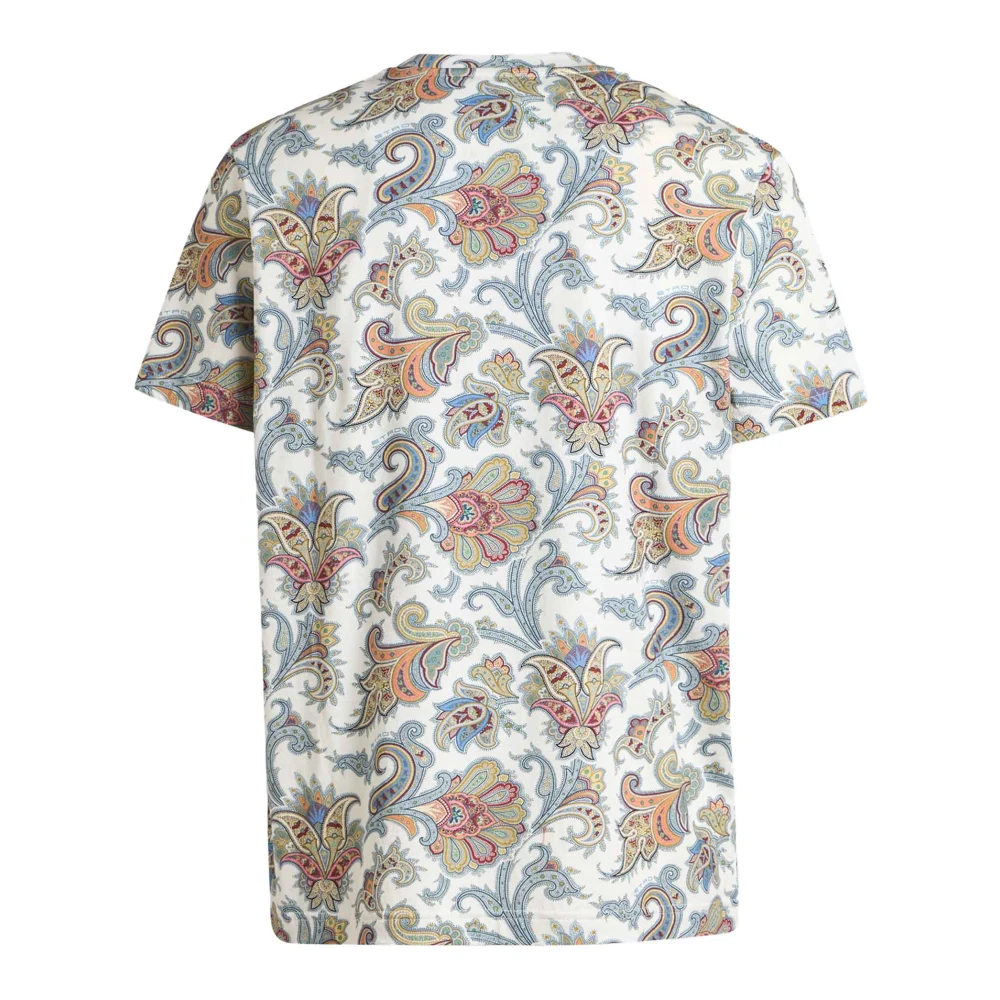 ETRO Wit Paisley Print Crewneck T-shirt Multicolor Heren