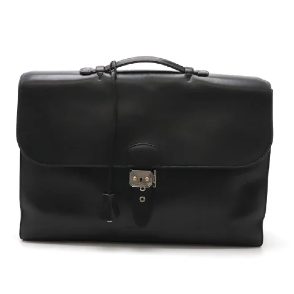 Hermès Vintage Pre-owned Leather briefcases Black Heren