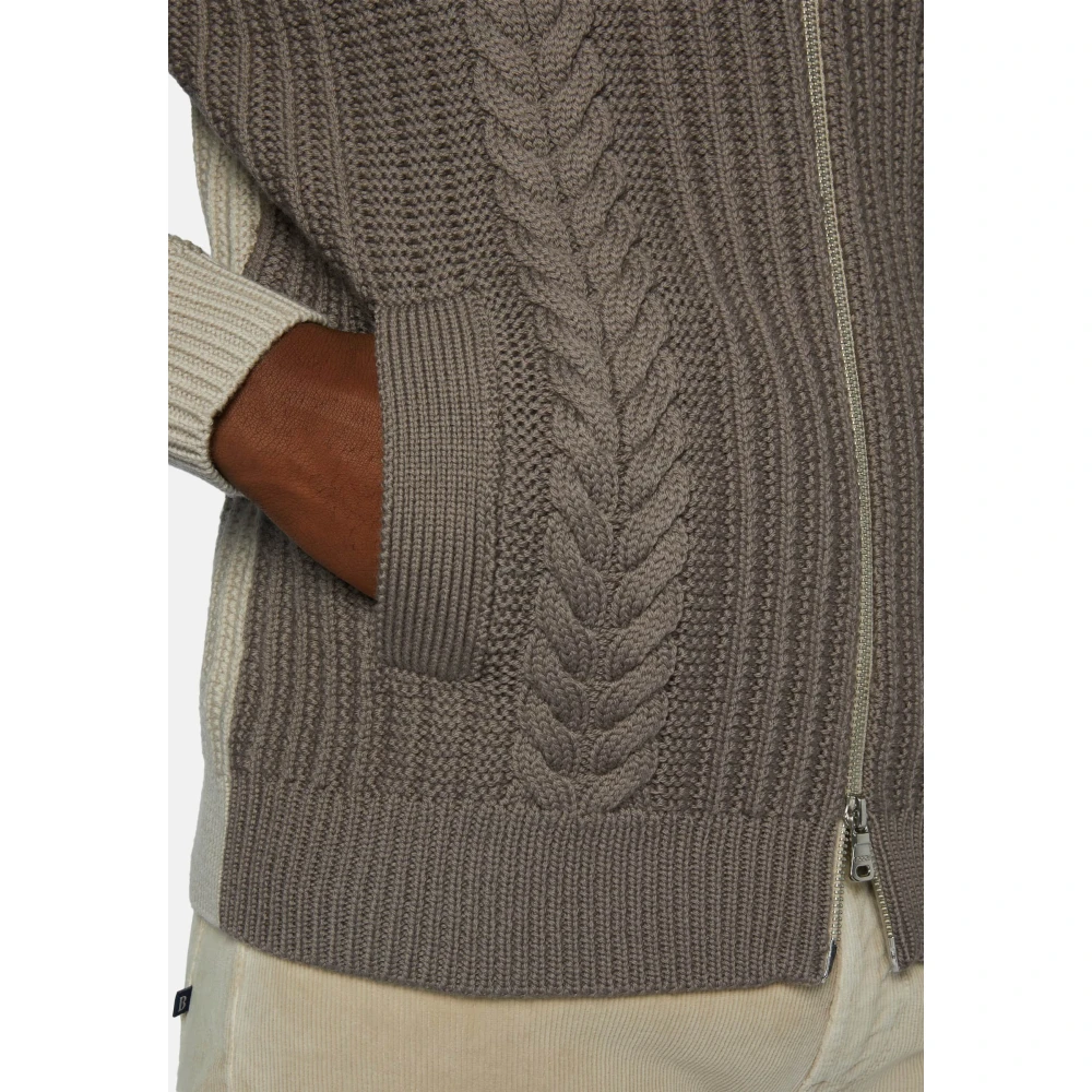 Boggi Milano Tweedkleurige Full-Zip Jumper Beige Heren