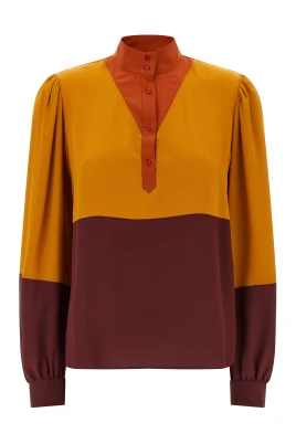 Color-block Silk Blouse
