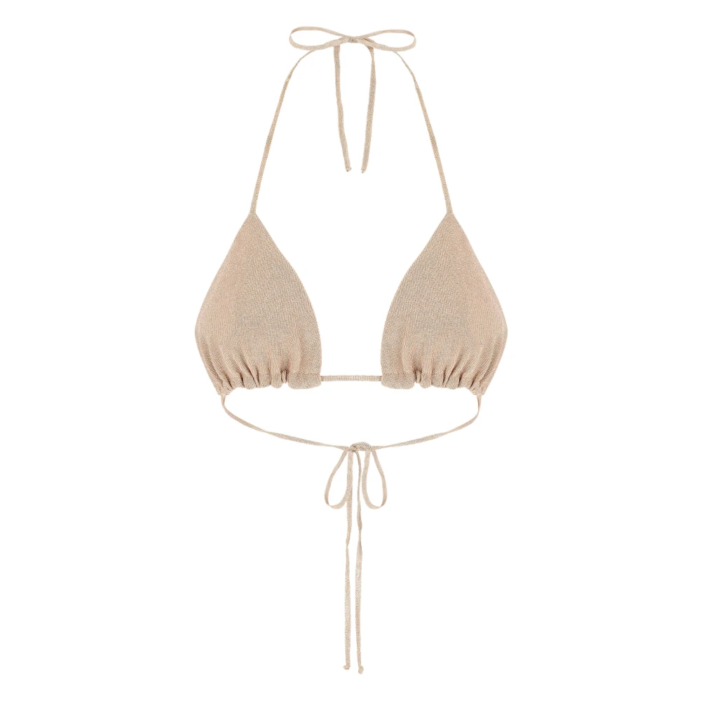 Laneus Top Triangolo In Lurex Beige Dames