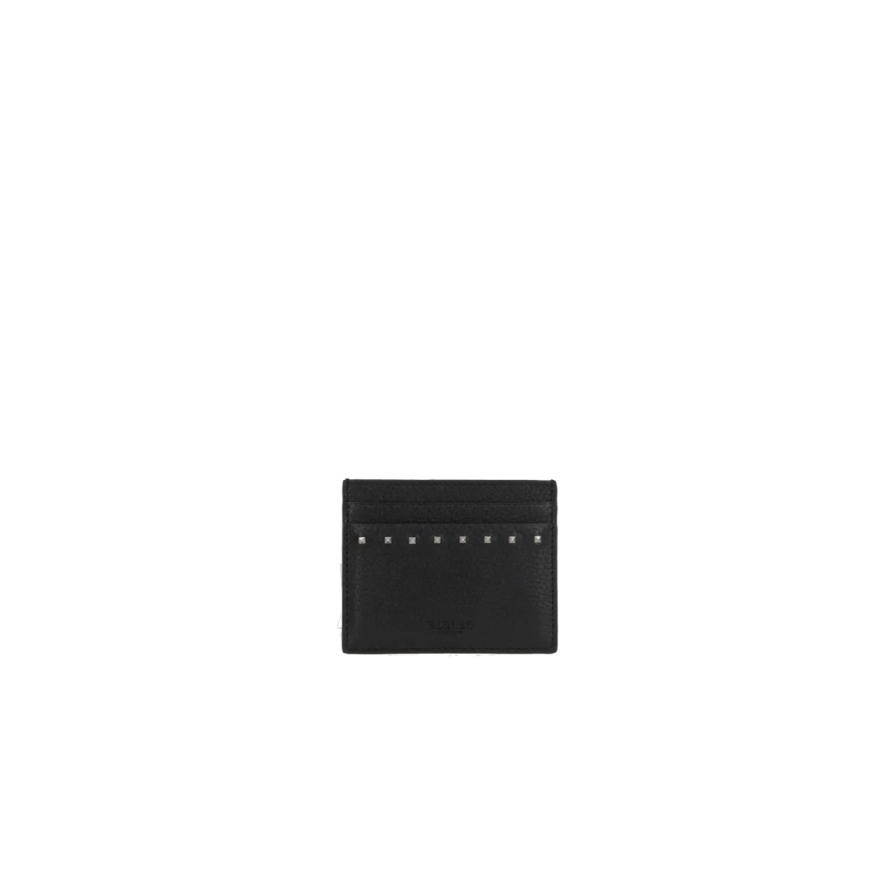 Valentino Garavani Zwarte leren creditcardhouder met studs Black Heren