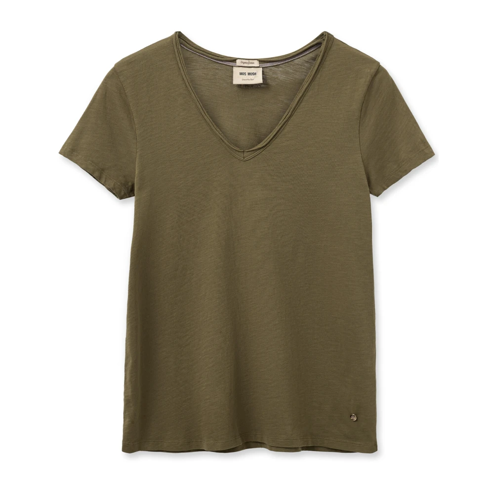 MOS MOSH Basis T-shirt in Burnt Olive Green Dames