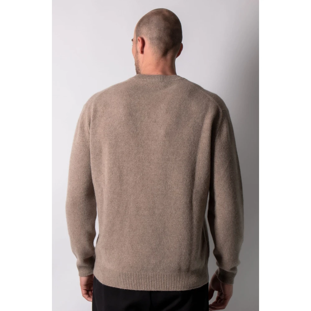 Daniele Fiesoli Bruine Melange Cashmere V-hals Trui Brown Heren