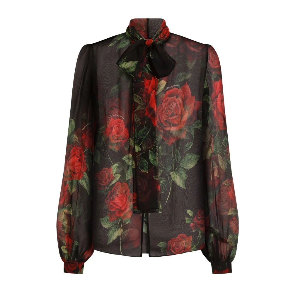 Dolce&Gabbana Women's Red Floral Sheer Silk Chiffon Blouse UK Size 8 - Mytheresa - Image 4