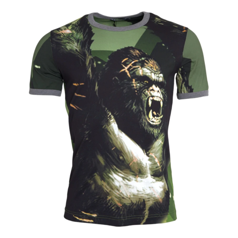 Dolce & Gabbana Groen Dierenprint T-shirt Green Dames