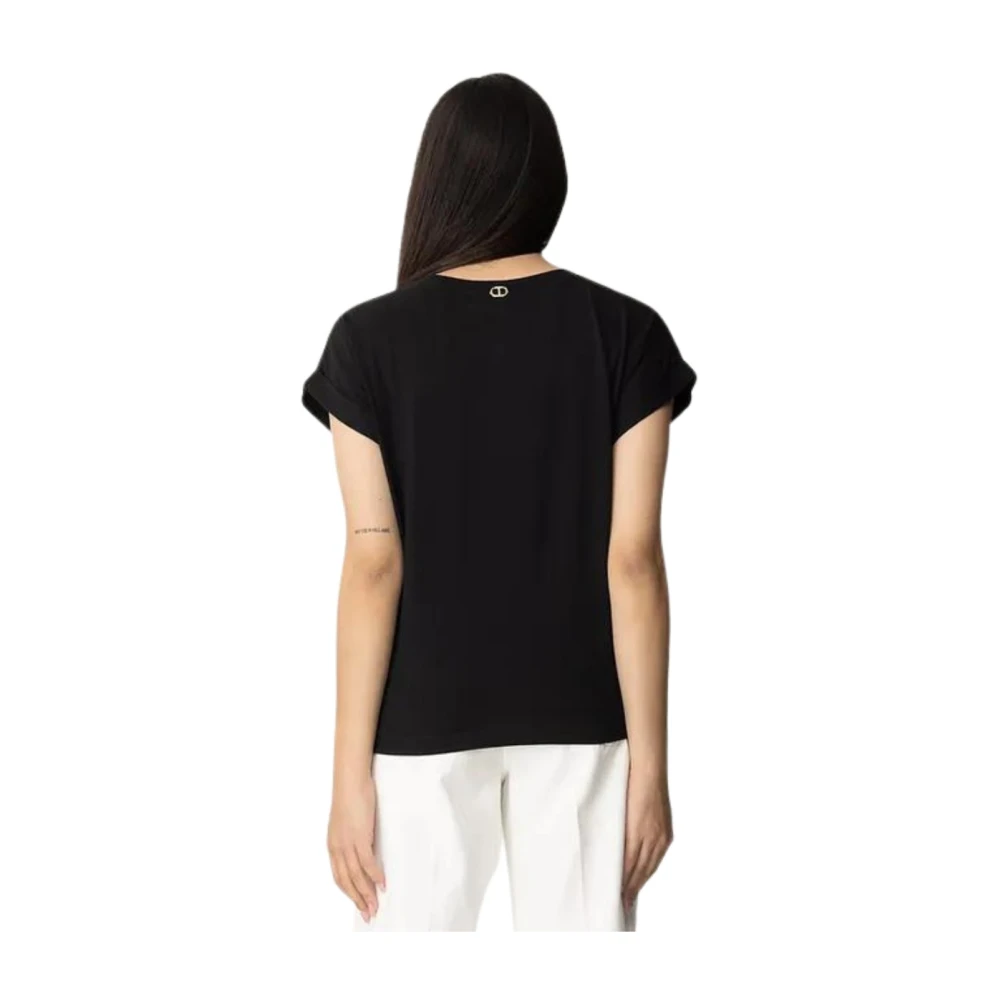 Twinset Klassieke T-shirt voor Mannen en Vrouwen Black Dames