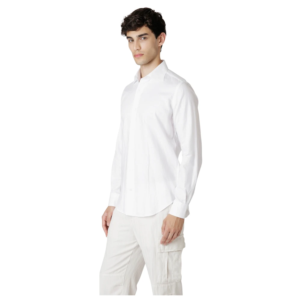 Eleventy Katoen Linnen Slim Fit Overhemd White Heren