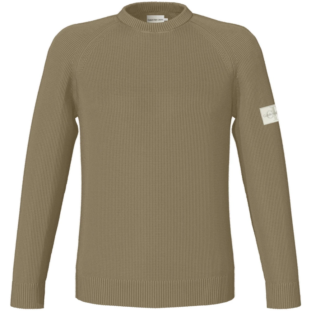 Calvin Klein Beige Gebreide Trui Honingraat Ontwerp Beige Heren