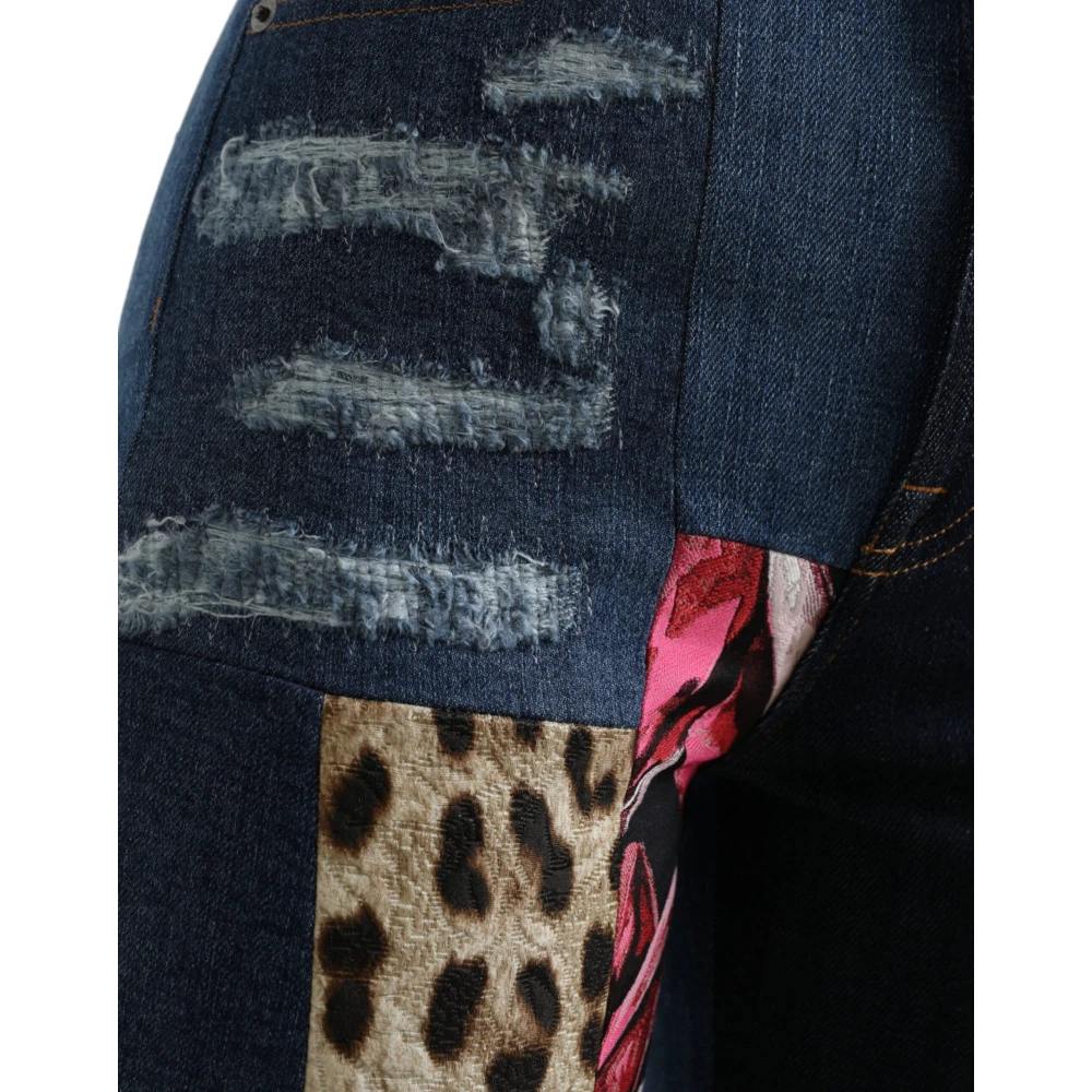 Dolce & Gabbana Levendige Patchwork Skinny Jeans Multicolor Dames
