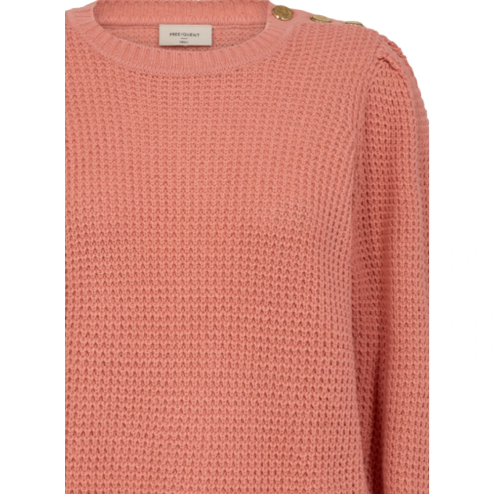 Freequent Koraal gebreide trui met knoopdetail Red Dames