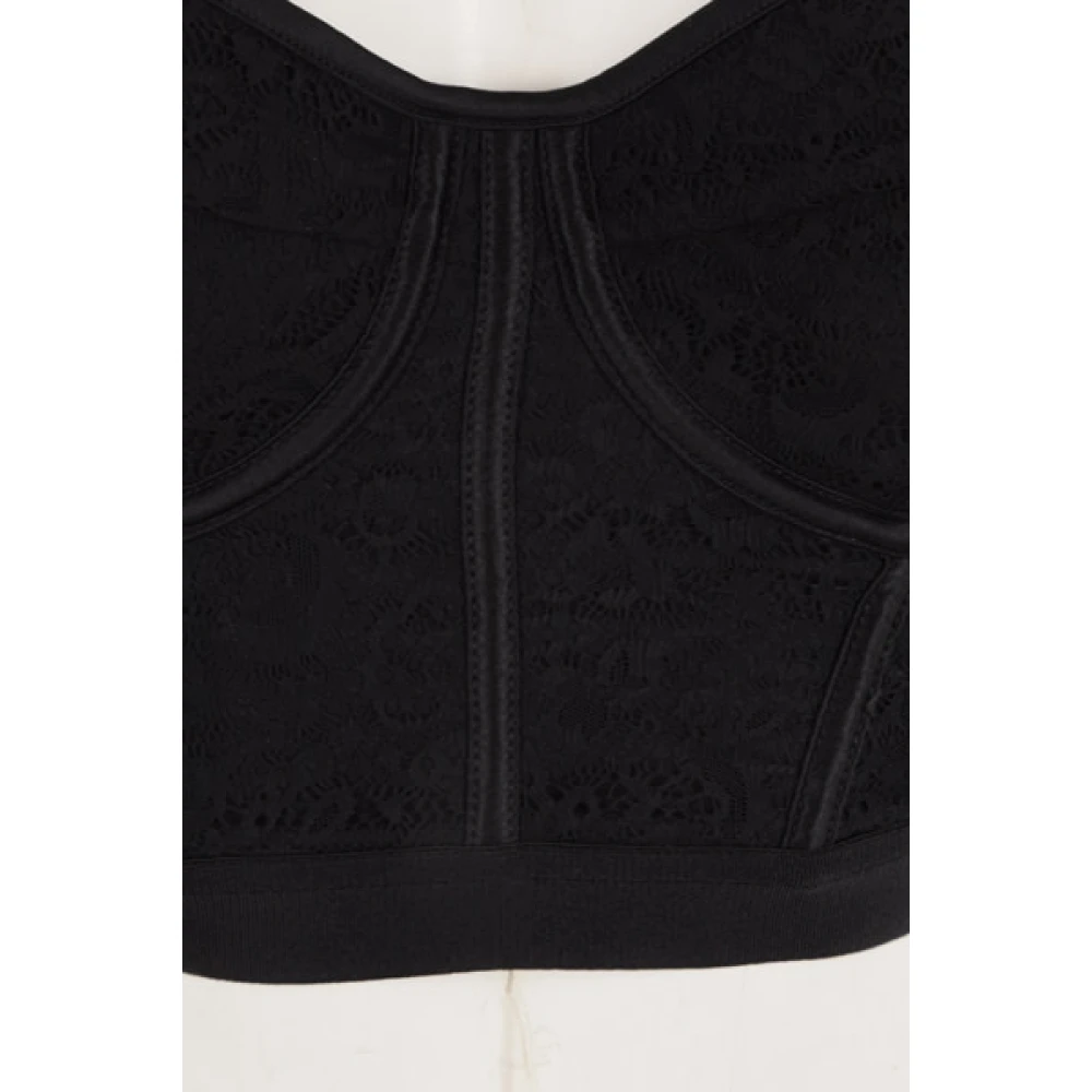 Del Core Zwarte Kant Crop Top met Sweetheart Halslijn Black Dames