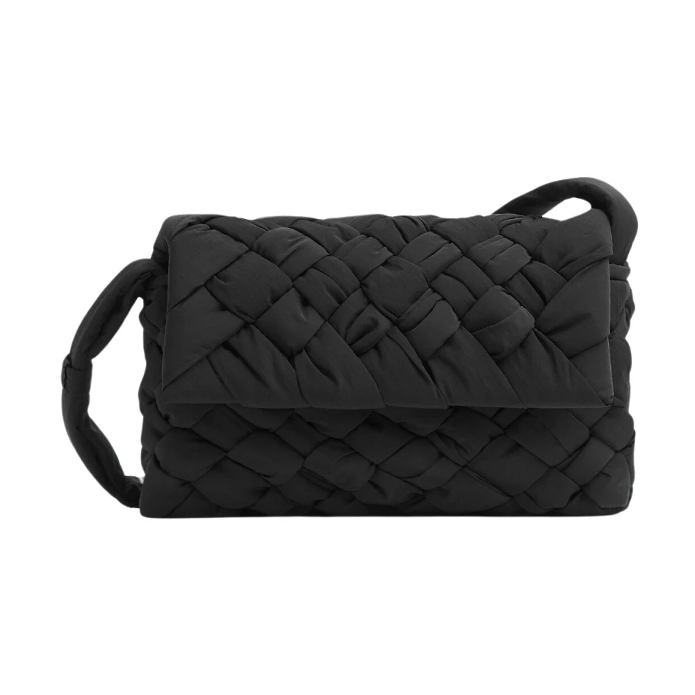 Bottega Veneta Zwarte Cross-body Tas met Intreccio Foulard Motief Black Heren