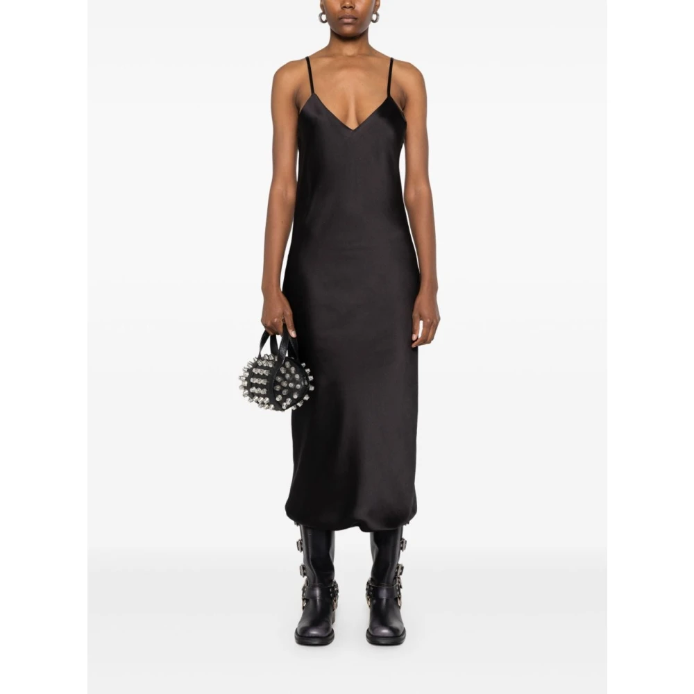 Norma Kamali Bias Slip Jurk Black Dames