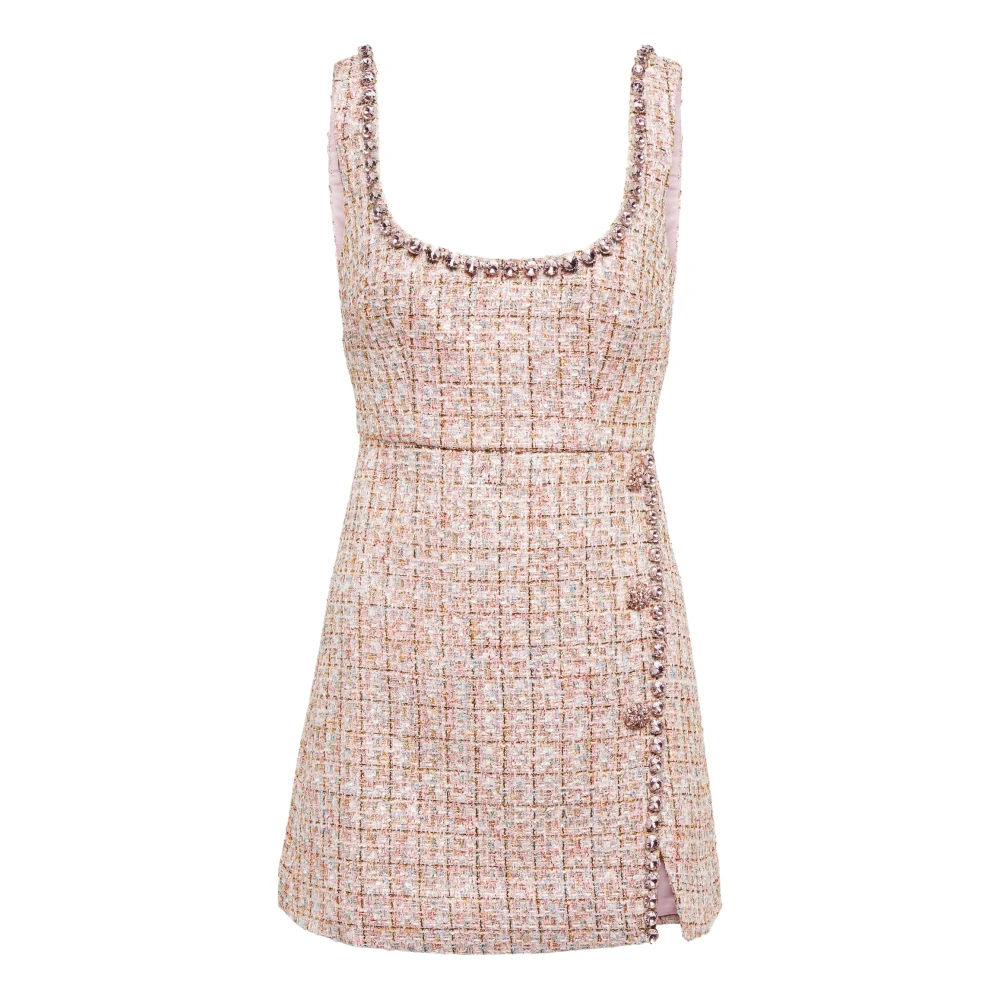 Self Portrait Roze Bouclé Versierde Jurk Pink Dames