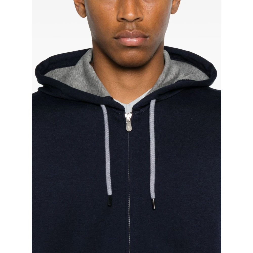 BRUNELLO CUCINELLI Blauwe Hoodie Trui Jersey Katoen Blue Heren