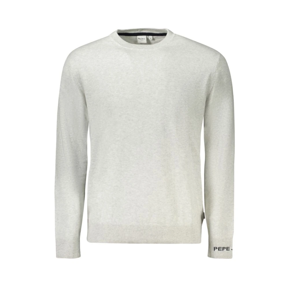 Pepe Jeans Men's White Round-Neck Knitwear, 2XL, Cotton Jumper