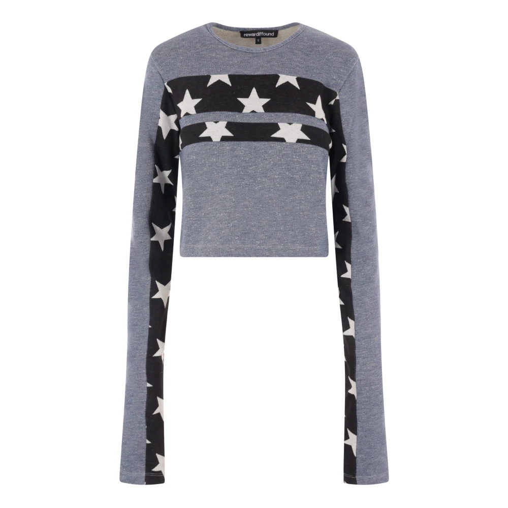 Reward If Found Sterrenmotief Lange Mouw Blauwe Top Multicolor Dames