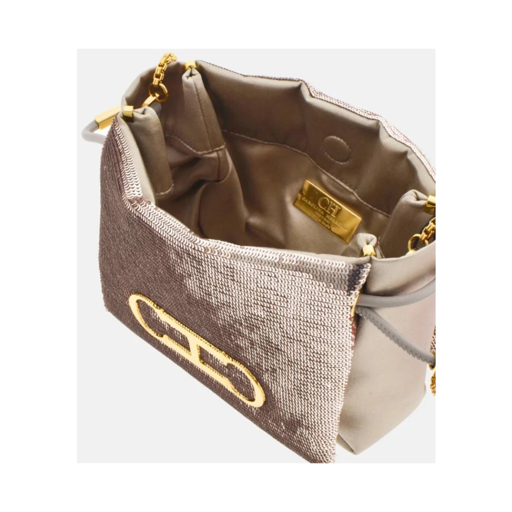 Carolina Herrera Paillet Soft Bucket Mini Tas Brown Dames