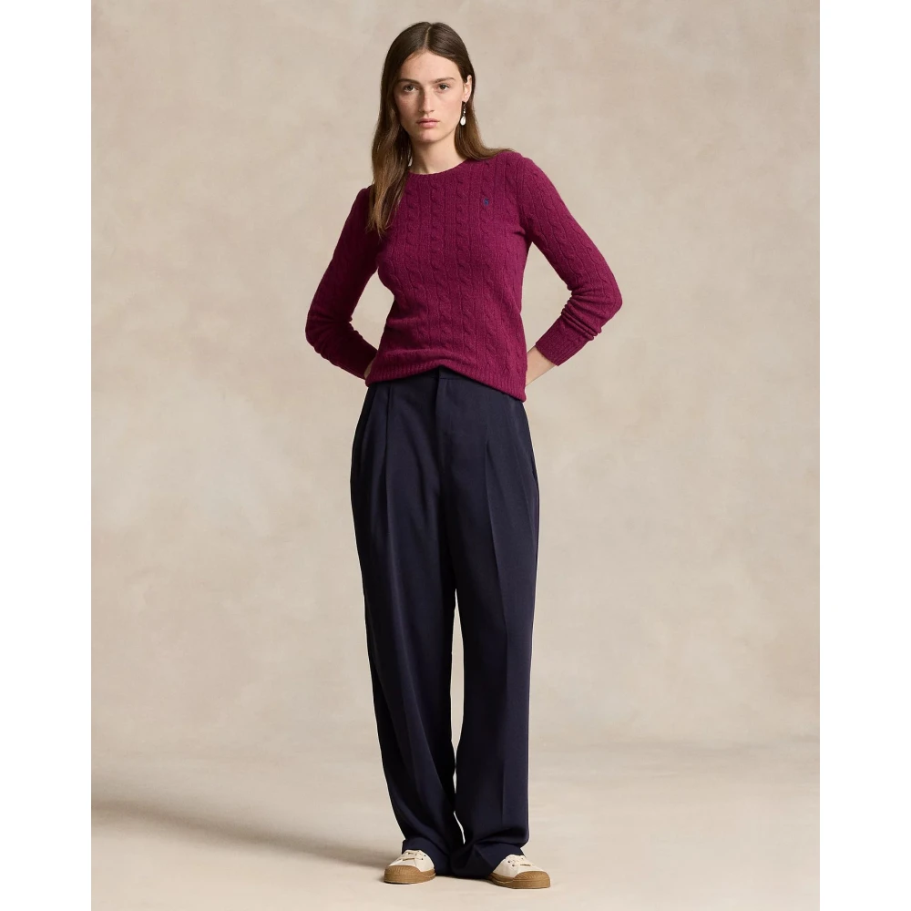 Polo Ralph Lauren Wollen en Kasjmier Gevlochten Trui Red Dames