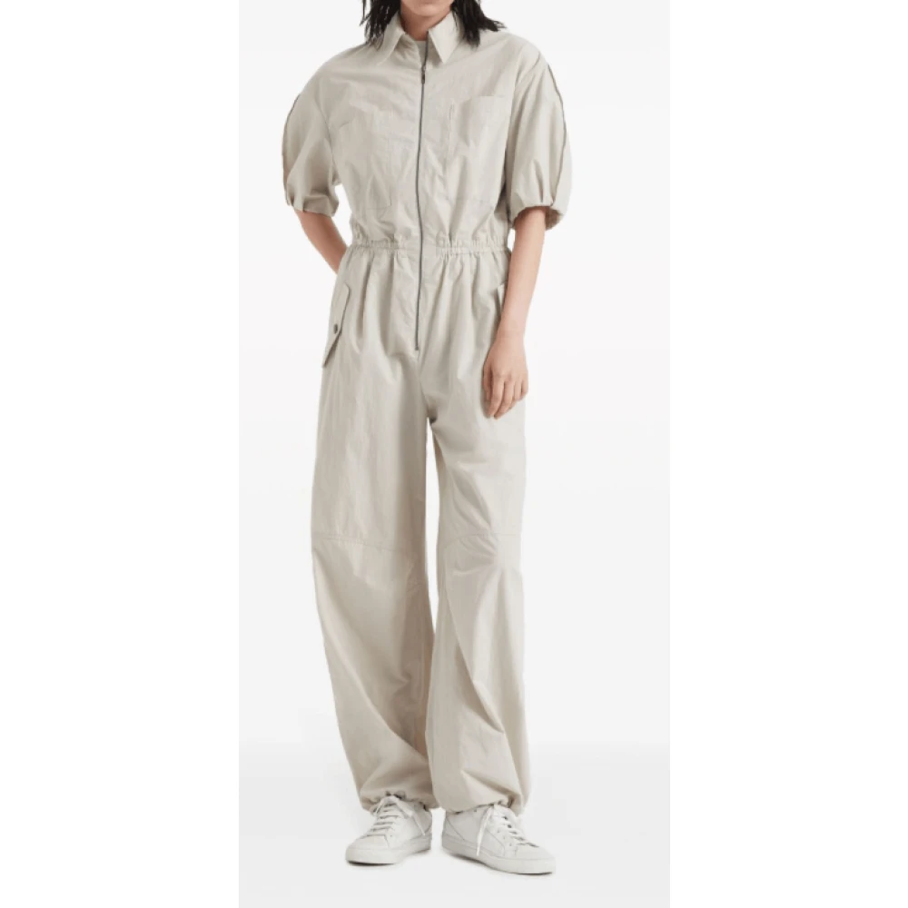 BRUNELLO CUCINELLI Off-White Katoenen Jumpsuit met Pofmouwen Gray Dames