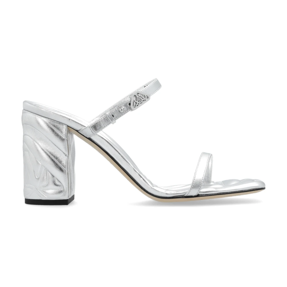 Alexander Mcqueen Women's Gray Heeled Mules, 4 Uk, Heeled Mules
