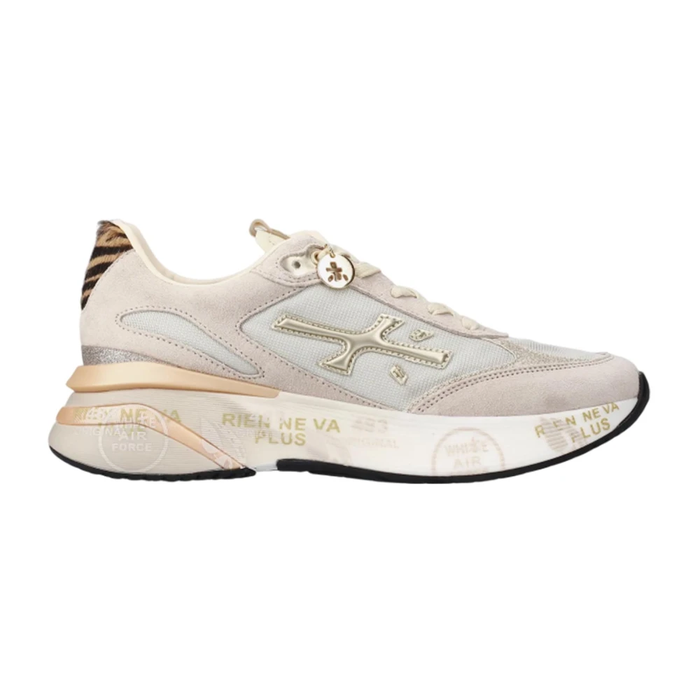 Premiata Women's Beige Sneakers, 3 Uk, Suede Lace-Up Trainers Logo