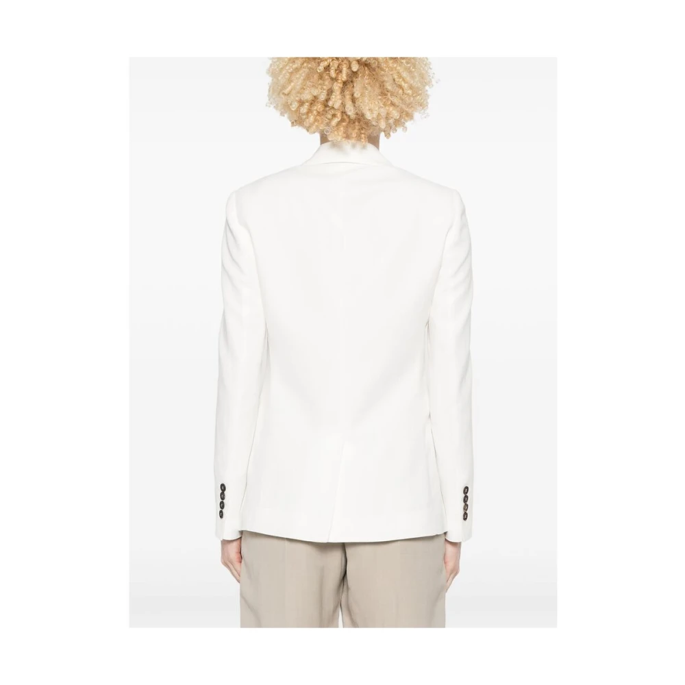 BRUNELLO CUCINELLI Witte Geknoopte Jas met Zakken en Ventilatie White Dames