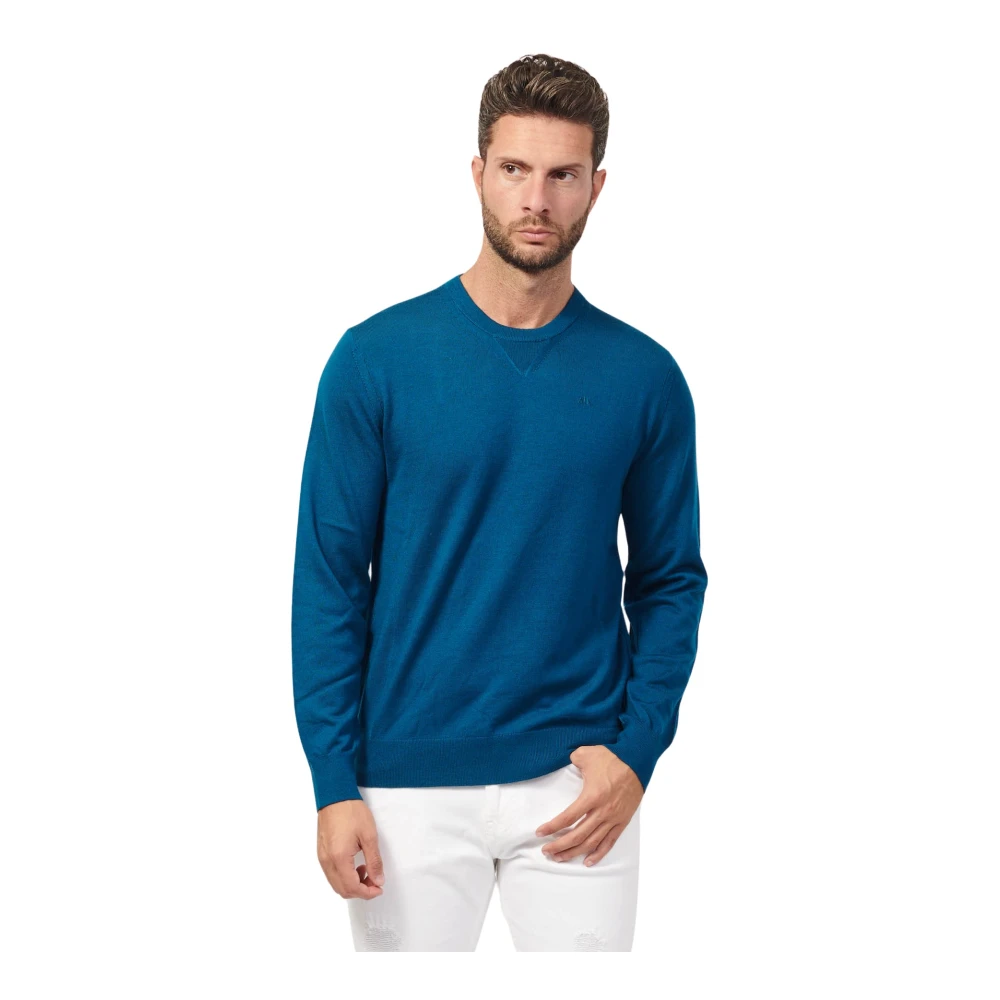 Armani Exchange Blauwe Sweaters Essentieel Design Zuivere Wol Blue Heren