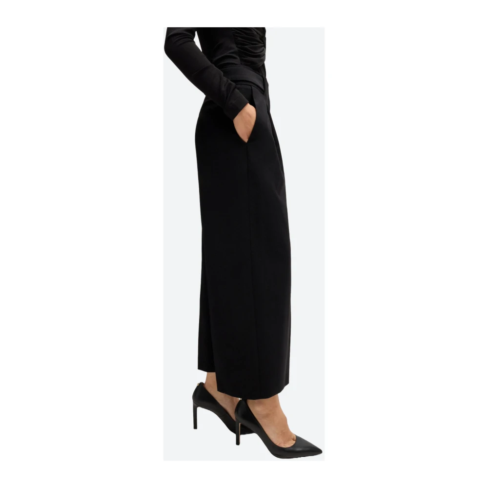 Hugo Boss Hoge taille pure scheerwol broek Black Dames