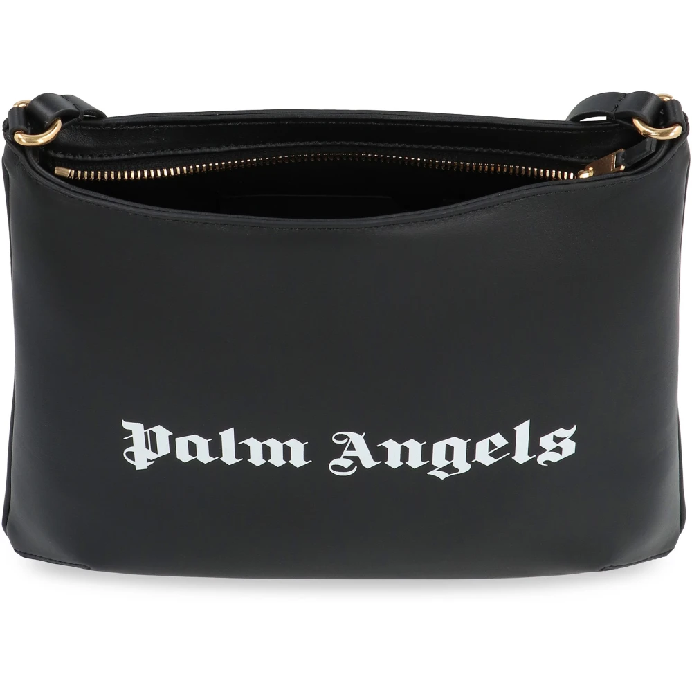 Palm Angels Grote leren schoudertas met rits Black Dames