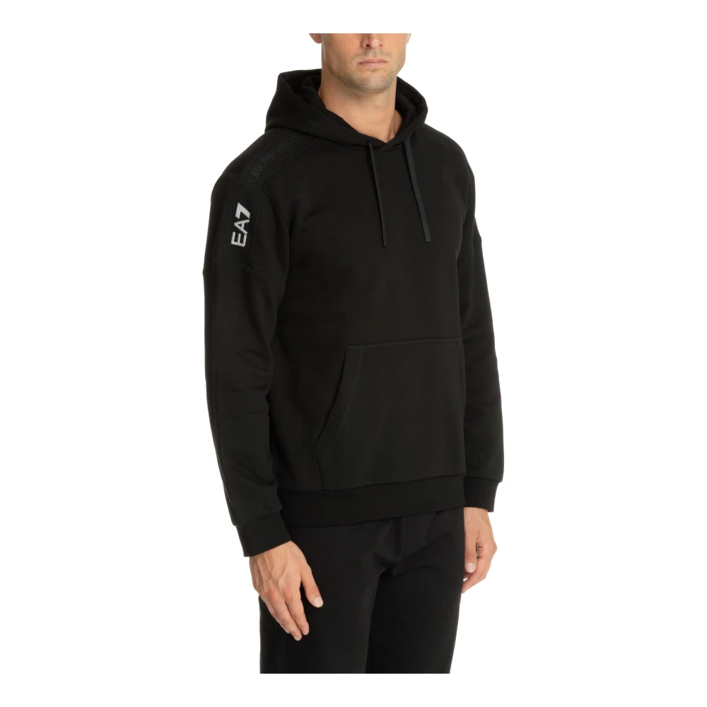 Emporio Armani EA7 Trekkoord Effen Logo Zak Hoodie Black Heren