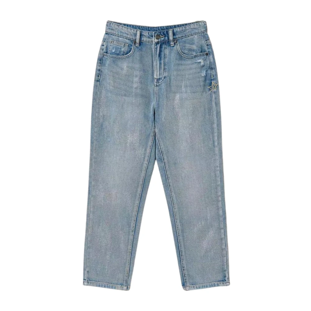 Twinset Sprankelende Denim Barrel Fit Jeans Blue Dames