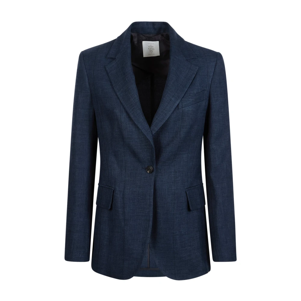 Eleventy Women's Blue One-Button Jacket - Blazers - L - Jackets