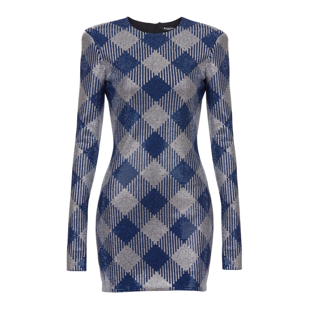 Balmain Gingham strassjurk Blue Dames