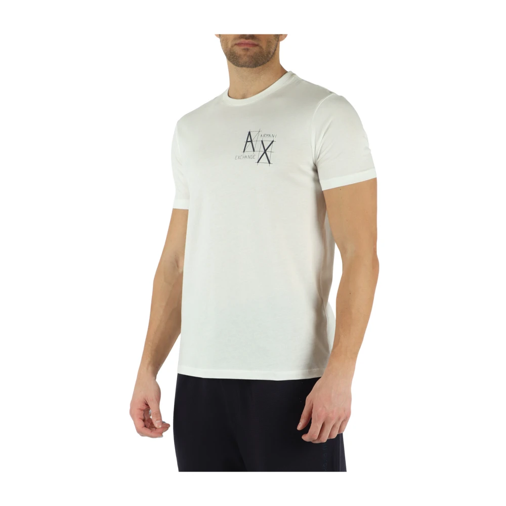 Armani Exchange Slim Fit Katoenen T-shirt met Voorlogo Print White Heren