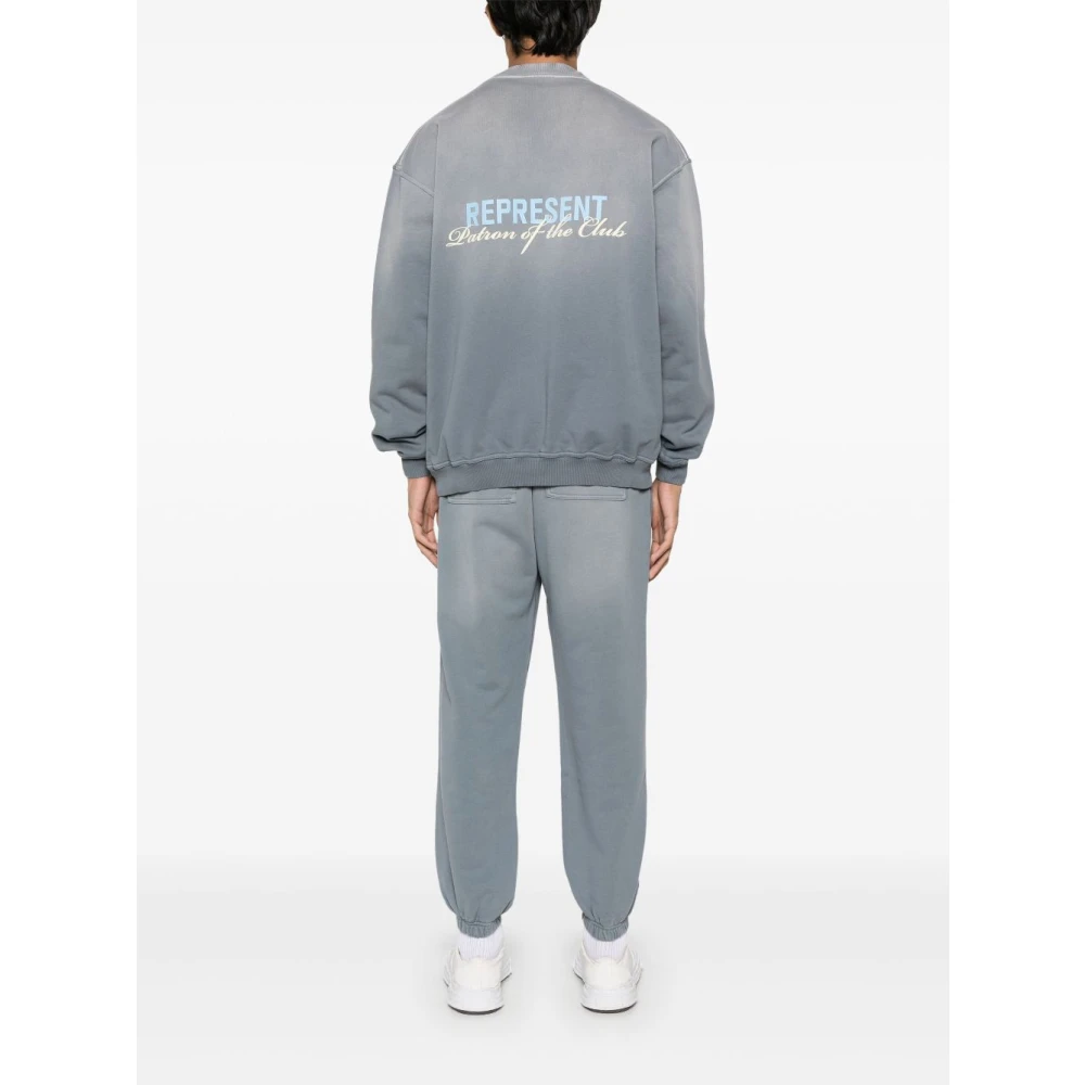 Represent Groene Sweater met Print op de Rug Gray Heren