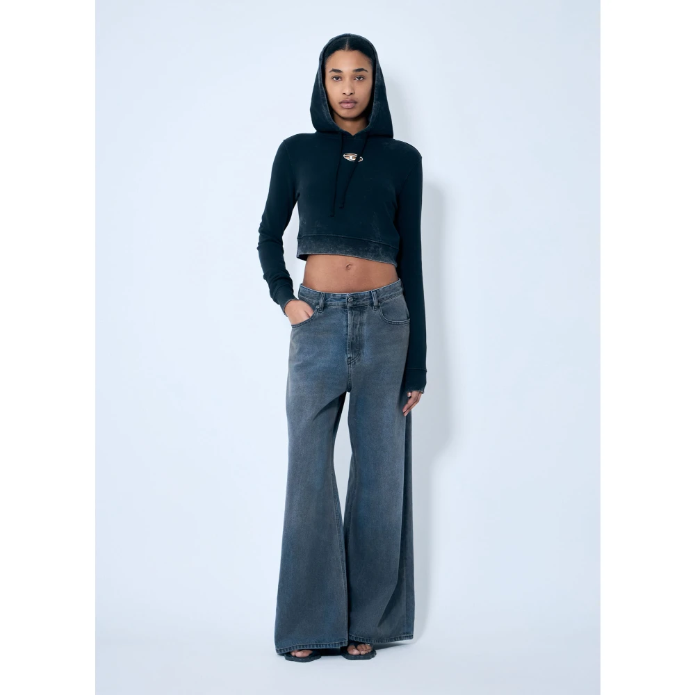 Diesel Verweerde Hoodie Geknipt Stijl Black Dames