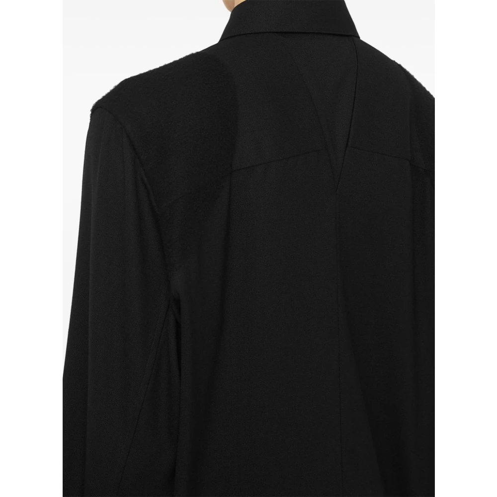 Jil Sander Zwarte wollen overhemd met lange mouwen Black Heren