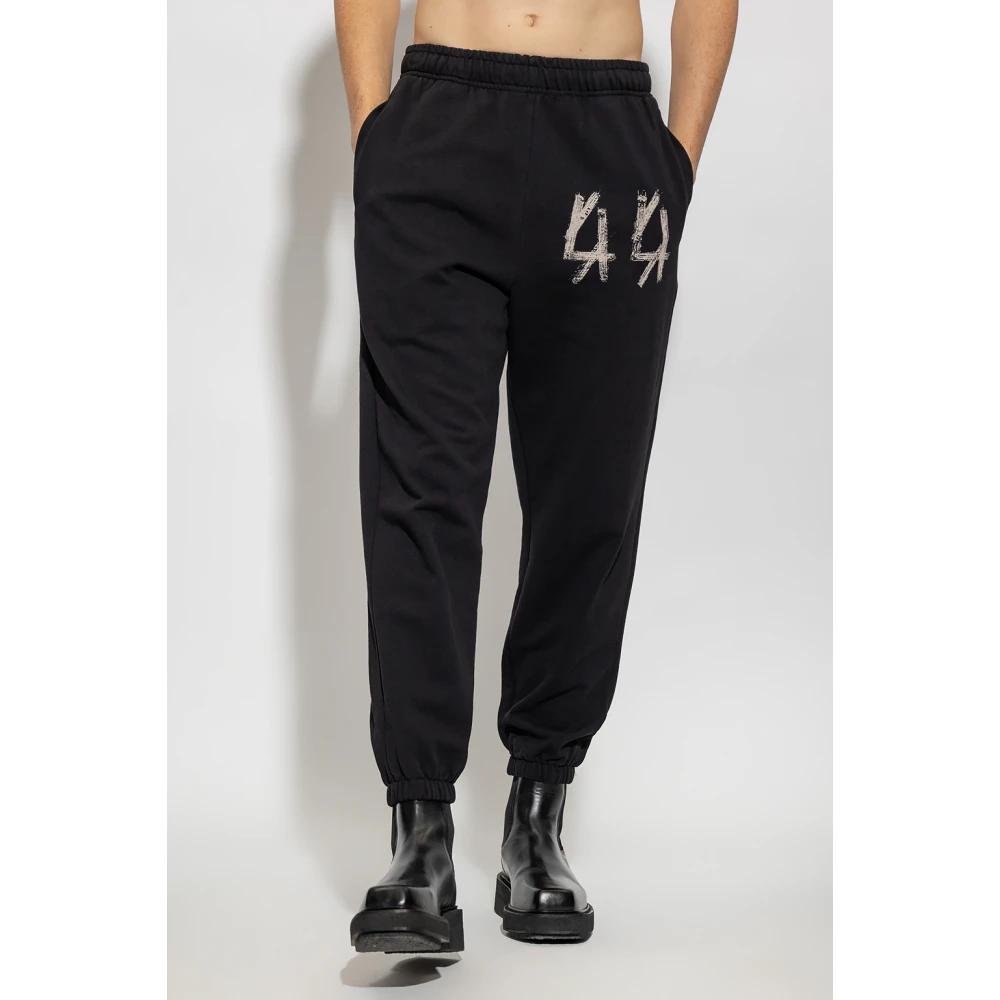 44 Label Group Hoodie met capuchon en kangoeroezak Black Heren