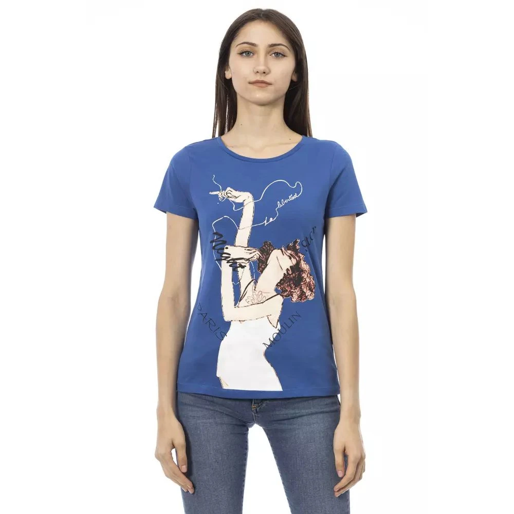 Trussardi Vrouw Blauw Elegante E Korte Mouw Tee