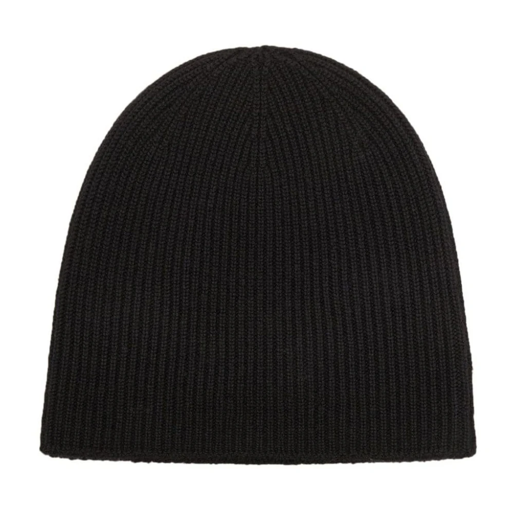 Dsquared2 Zwarte Wol Ribgebreide Beanie Hoed Black Heren