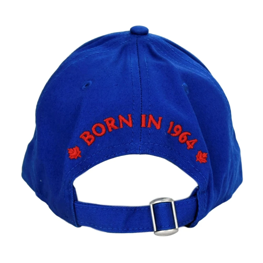 Dsquared2 Logo Patch Baseball Cap met Gesp Blue Unisex