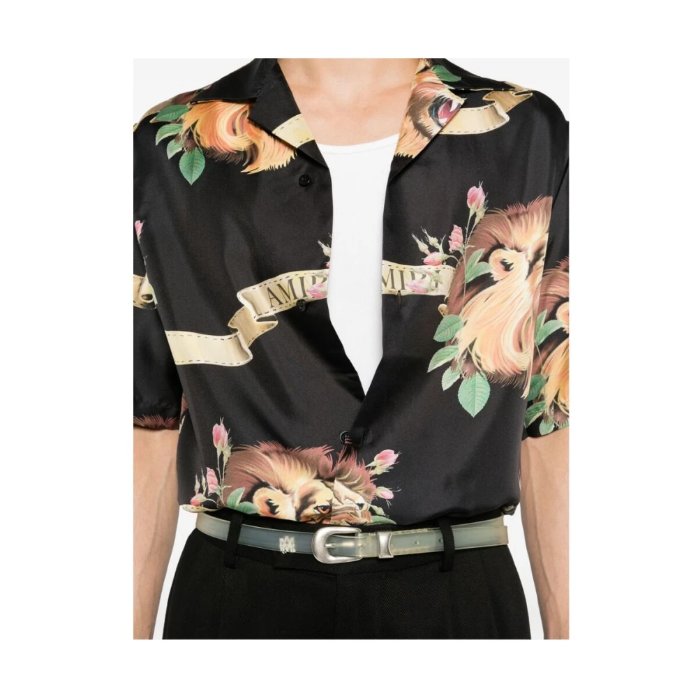 Amiri Zijden Shirt met Leeuw & Bloemenprint Multicolor Heren