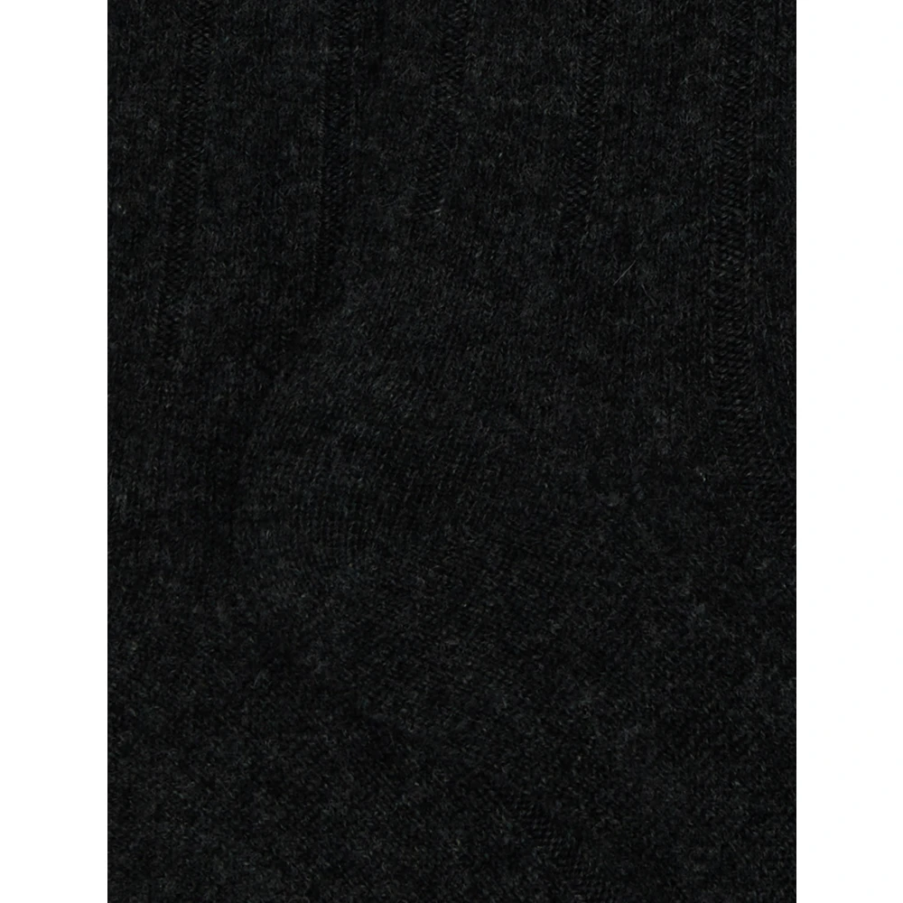 Gallo Zachte Cashmere Lange Grijze Geribbelde Sokken Gray Dames