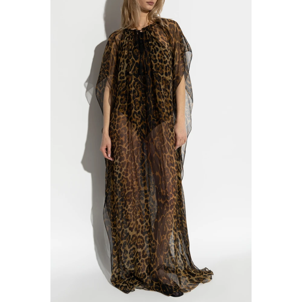 Tom Ford Zijden jurk met dierenprint Brown Dames